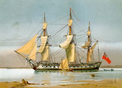 A Royal Navy 42-es fegyveres fregattja, c1780 c1890-c1893. alkotó: William Frederick Mitchell