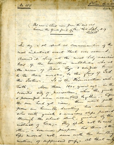 William Greenleaf Eliot 159. sz. Prédikációjának kézirata, 1838. április 15 alkotó: William Greenleaf Eliot