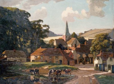 Harting falu és tó (olaj, vászon) alkotó: William Gunning King
