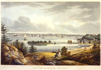 New York a Brooklyn melletti Heightsból, John Hill metszete, dátum nélküli (akvatinta) alkotó: William Guy Wall