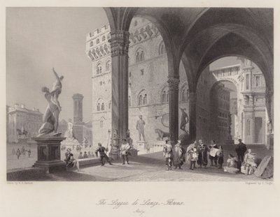 A Loggia di Lanzi, Firenze, Olaszország (metszet) alkotó: William H. Bartlett