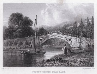 Weston Bridge, Bath közelében (metszet) alkotó: William H. Bartlett