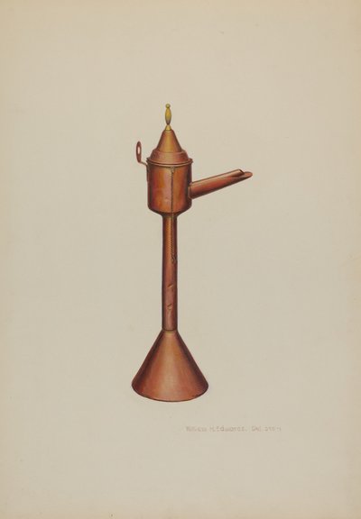 Bálnaolaj lámpa, c. 1938. alkotó: William H Edwards