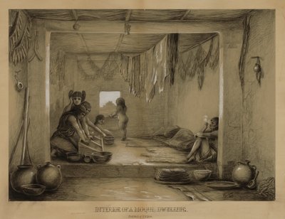 Egy hopi lakás belseje alkotó: William H. Jackson