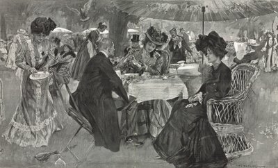 Délutáni tea a Kensington Gardensben alkotó: William Hatherell