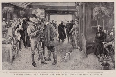 Parancsra vár a frontra, a Birodalmi Yeomanry különítménye Norwichban alkotó: William Hatherell