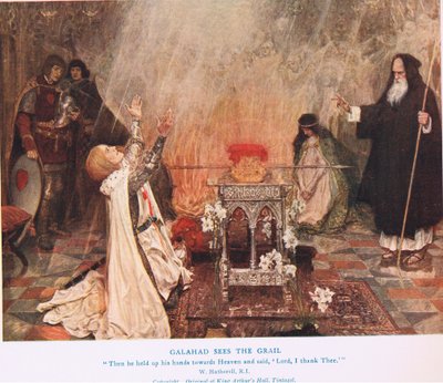 Galahad meglátja a Grált, illusztráció az Arthur királyból alkotó: William Hatherell