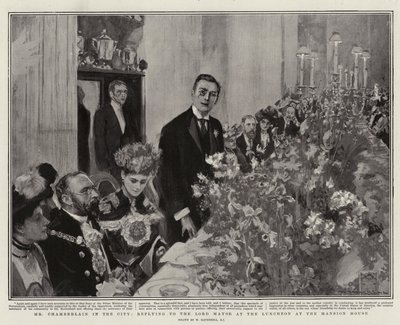 Chamberlain úr a városban, válaszol a főpolgármesternek a Mansion House-ban tartott ebéden alkotó: William Hatherell