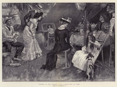 Nyár a Temzén, ötórai tea a táborban alkotó: William Hatherell