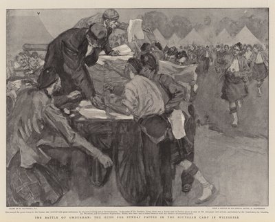 Az omdurmani csata, a vasárnapi újságok rohanása a wiltshire-i déli táborban alkotó: William Hatherell
