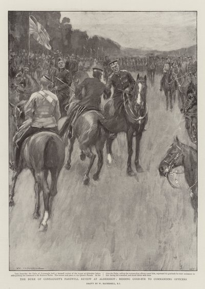 A Connaught hercegének búcsúztatója Aldershotban, búcsút intve a parancsnokoknak alkotó: William Hatherell