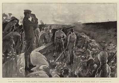 A Hajnal Hírnöke, a nap első lövése egy haditengerészeti fegyverrel Ladysmithre alkotó: William Hatherell