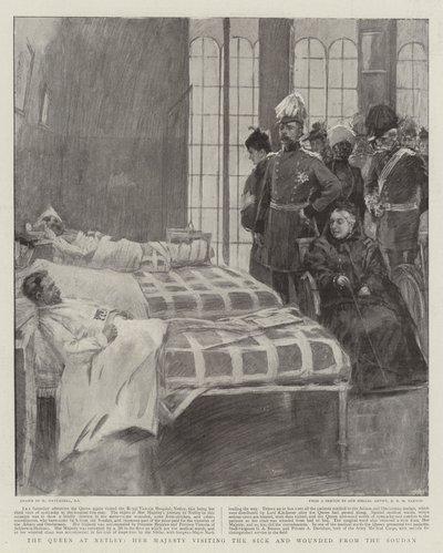 A királynő Netleyben, Őfelsége betegeket és sebesülteket látogat meg a Soudanból alkotó: William Hatherell