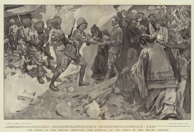 A pekingi követség ostroma, a segélyoszlop vezetőjének érkezése alkotó: William Hatherell