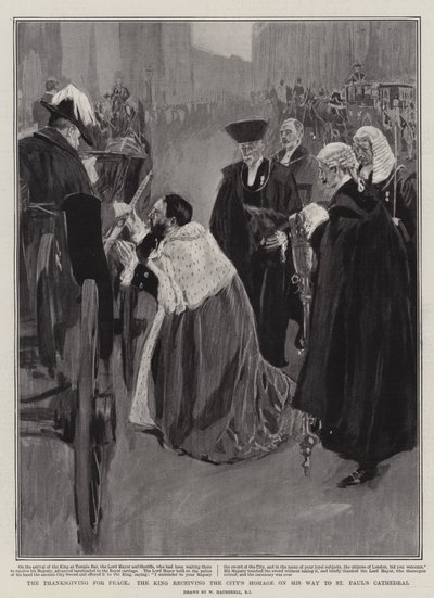 Hálaadás a békéért, a király átveszi a város hódolatát a Szent Pál-székesegyház felé vezető úton alkotó: William Hatherell