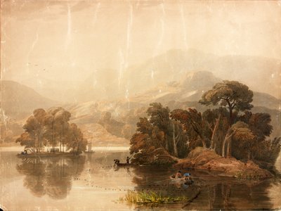 Keswick Lake (testszín és akvarell, papír (kártyára ragasztva)) alkotó: William Havell