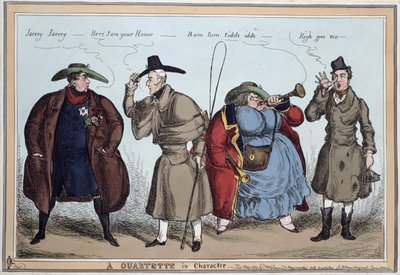 "A Quartet in Character": George IV, Wellington, Lady Conyngham, Robert Peel, 1829. május alkotó: William Heath