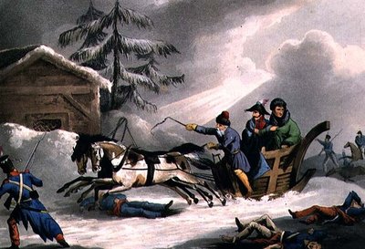 Bonaparte repülőútja Vicenza grófnak álcázva Oroszországból, William Heath (akvatinta) 1814. március 1-jén adta ki alkotó: William Heath