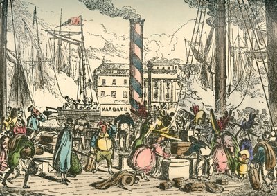 Felszállás a Margate Steam Packet fedélzetére a London Bridges Wharfban, 1838 alkotó: William Heath