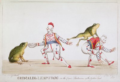Grimaldi ugróbéka az Aranyhal komikus pantomimjában, 1812 alkotó: William Heath