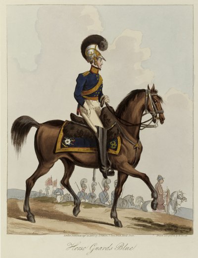 Horse Guards Blue, Uniform study of Royal Regiment of Horse Guards, 1820 (színes akvatinta) alkotó: William Heath