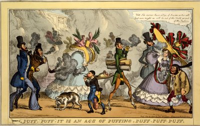 Puff, Puff, ez a pöffeszkedés kora, Puff, Puff, Puff, pub. Thos. McLean, London, 1827 (kézzel színezett metszet) alkotó: William Heath