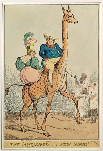 The Camelopard, avagy egy új hobbi, 1827 (színes metszet) alkotó: William Heath