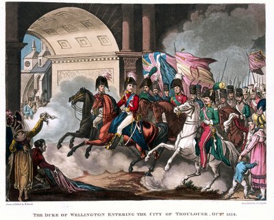 Wellington hercege (1769-1852) belép Toulouse városába 1814-ben, illusztráció Dr. Syntax 1818-ban megjelent elbeszélő költeményéhez (színes akvatinta) alkotó: William Heath