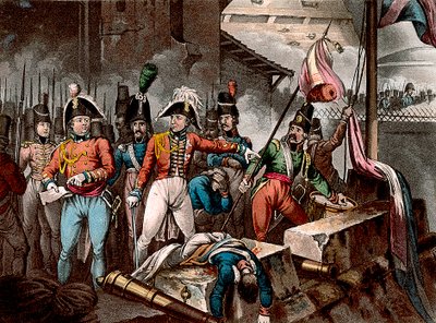 Wellington hercege Ciudad Rodrigo elfoglalásakor, Spanyolország, félszigeti háború, 1812 c1818. alkotó: William Heath