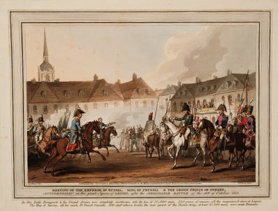Az orosz és osztrák császárok, a porosz király és a svéd koronaherceg találkozója Leiban alkotó: William Heath