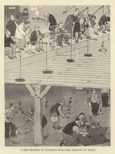 Egy új módszer a leendő horgászok tanítására a horgászatban alkotó: William Heath Robinson