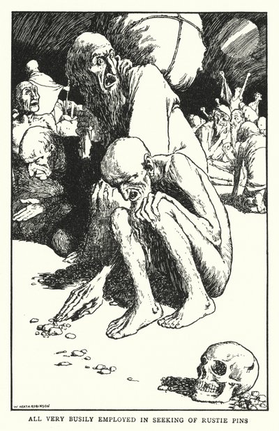 Mindannyian nagyon elfoglaltak a rozsdás csapok keresésében (litho) alkotó: William Heath Robinson