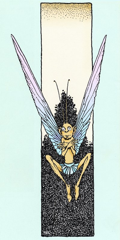 William Shakespeare "Álom egy nyári éjszakára" című művének (1595) V. felvonásában szereplő manó, W. Heat Robinson rajza, 1914-es illusztrált kiadás, Constable. alkotó: William Heath Robinson