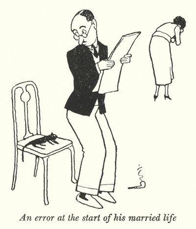 Hiba a házasélete elején (litho) alkotó: William Heath Robinson