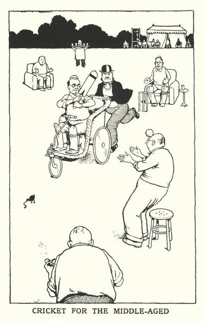 Krikett középkorúaknak (litho) alkotó: William Heath Robinson