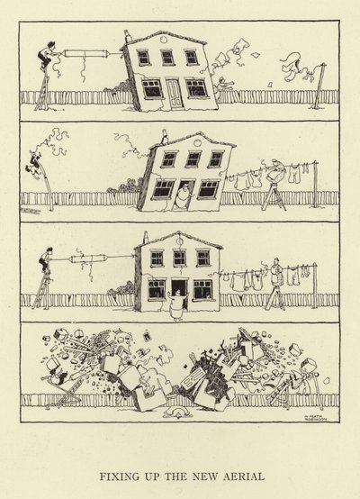 Az új antenna rögzítése alkotó: William Heath Robinson
