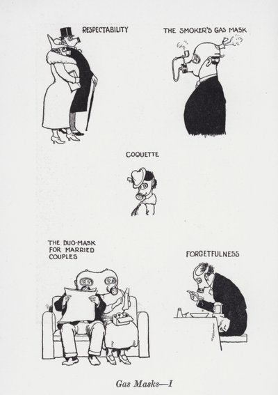 Gázálarcok – I (litho) alkotó: William Heath Robinson