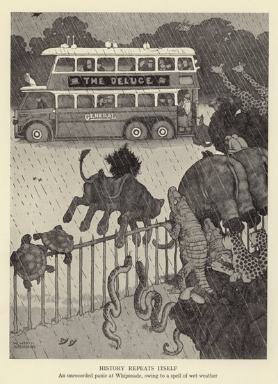 A történelem megismétli önmagát, fel nem számolt pánik Whipsnade-ben, a nedves időjárás miatt alkotó: William Heath Robinson