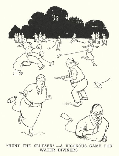 "Hunt the Seltzer", egy erőteljes játék vízjósok számára (litho) alkotó: William Heath Robinson