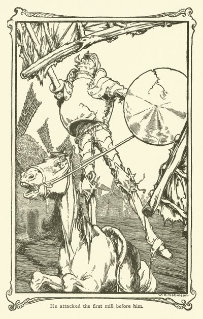 Illusztráció: Don Quijote (litho) alkotó: William Heath Robinson