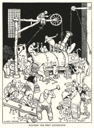 Illusztráció: Railway Ribaldry, W Heath Robinson (litho) alkotó: William Heath Robinson