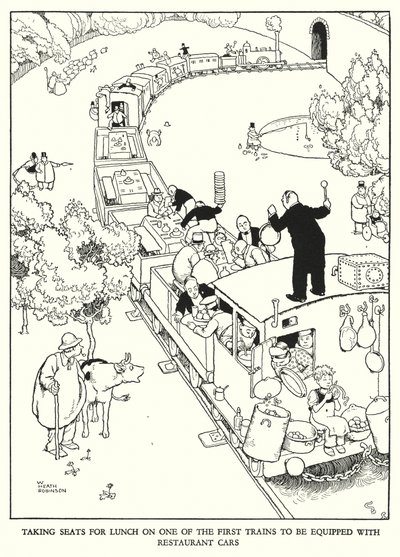 Illusztráció: Railway Ribaldry, W Heath Robinson (litho) alkotó: William Heath Robinson