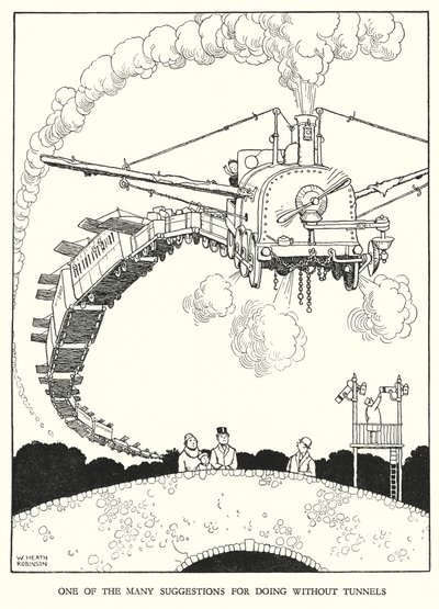 Illusztráció: Railway Ribaldry, W Heath Robinson (litho) alkotó: William Heath Robinson