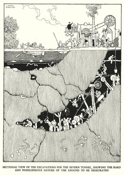 Illusztráció: Railway Ribaldry, W Heath Robinson (litho) alkotó: William Heath Robinson