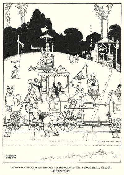 Illusztráció: Railway Ribaldry, W Heath Robinson (litho) alkotó: William Heath Robinson