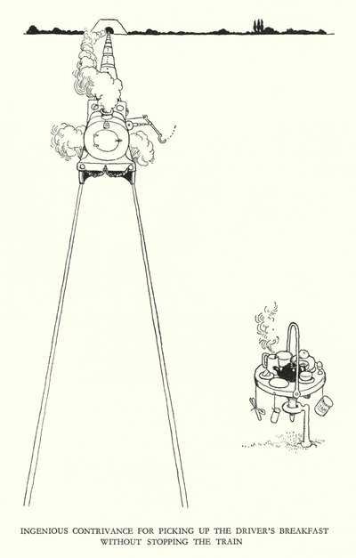 Illusztráció: Railway Ribaldry, W Heath Robinson (litho) alkotó: William Heath Robinson