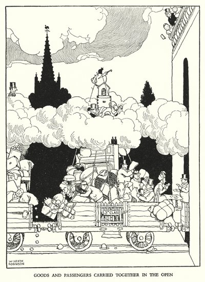 Illusztráció: Railway Ribaldry, W Heath Robinson (litho) alkotó: William Heath Robinson