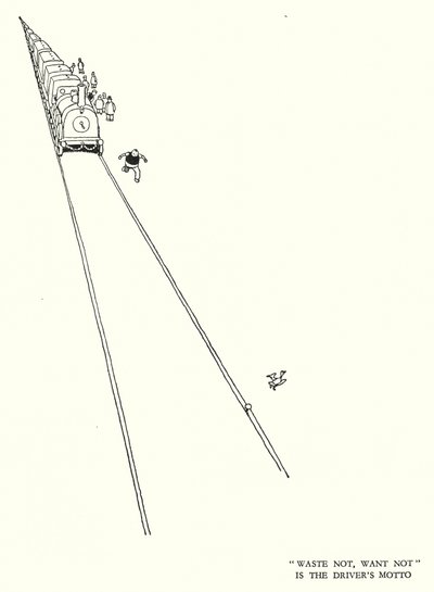 Illusztráció: Railway Ribaldry, W Heath Robinson (litho) alkotó: William Heath Robinson