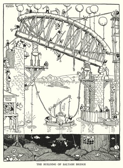 Illusztráció: Railway Ribaldry, W Heath Robinson (litho) alkotó: William Heath Robinson