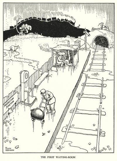 Illusztráció: Railway Ribaldry, W Heath Robinson (litho) alkotó: William Heath Robinson